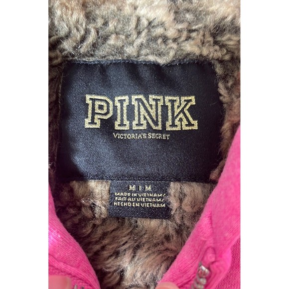 HTF VS PINK Bling Fur Lined Zip Up Hoodie - Picture 5 of 5